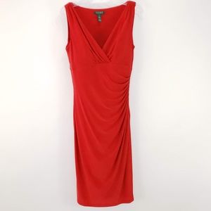 Ralph Lauren Red Jersey Faux Wrap Dress